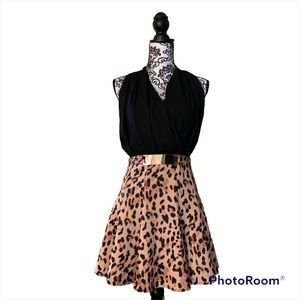 Do&Be Black Leopard Open Back Mini Dress